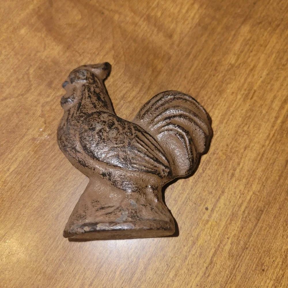 Vintage Cast Iron Rooster Figurine Rustic Farmhouse Decor Brown‎ Chicken...